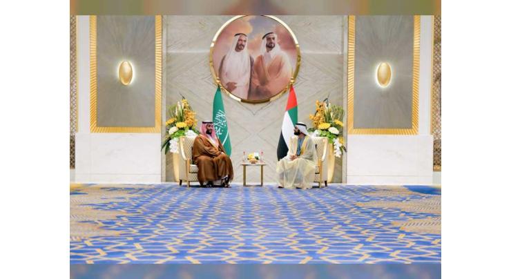 Mohammed bin Rashid receives Mohammed bin Salman at Expo 2020 Dubai