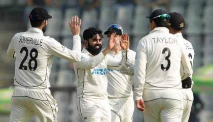 New Zealand's Ajaz claims record 10-for but India on top in second Test
