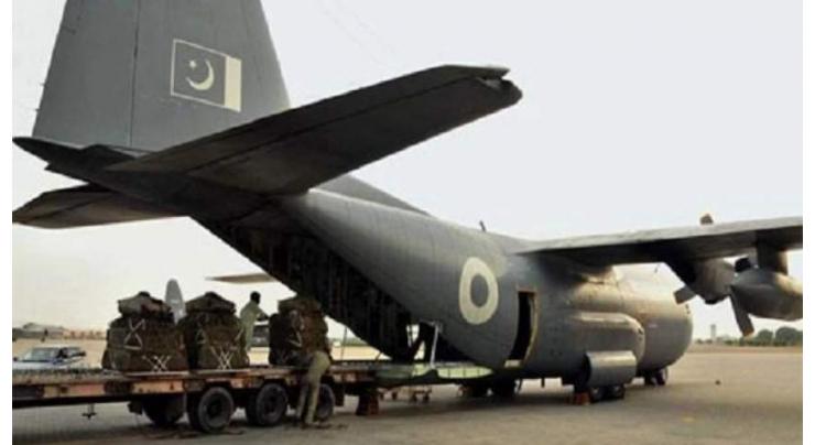 PAF C-130 airlifts relief goods for flood affected areas of Gwadar
