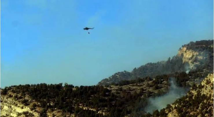 KP Rescue 1122 continues operation for third day to douse fire in Koh-e-Suleman hills
