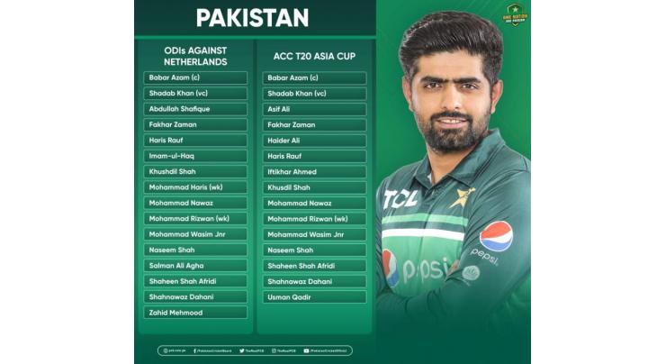 Pakistan name squads for Netherlands ODIs and T20 Asia Cup