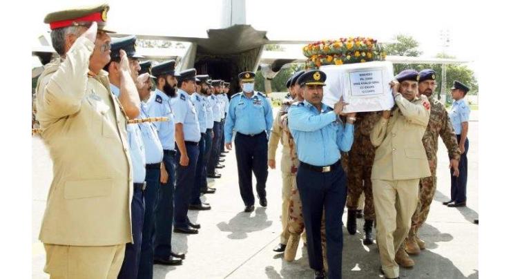 PAF C-130 arrives at Nur Khan Base carrying bodies of martyrs
