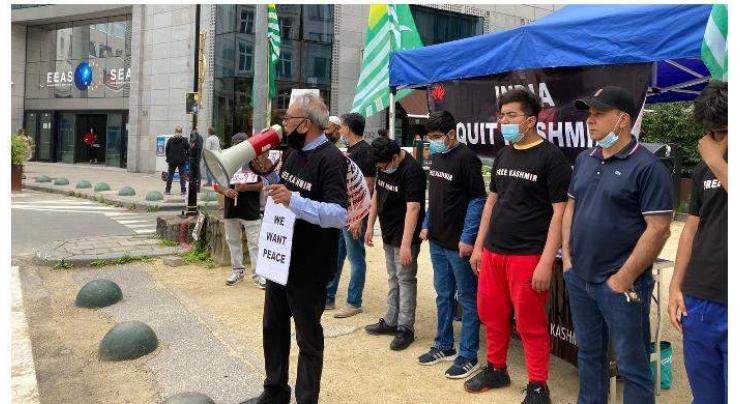 Kashmiris staged protest camp in front of EU External Action Service in Brussels
