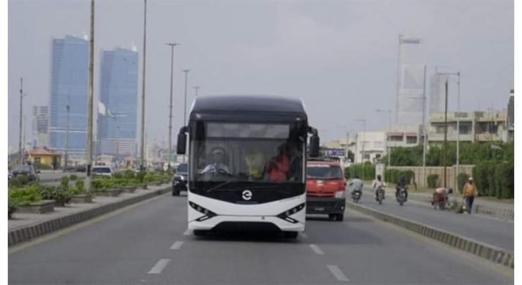 Test drive of Pakistan's first electric bus service in Karachi
