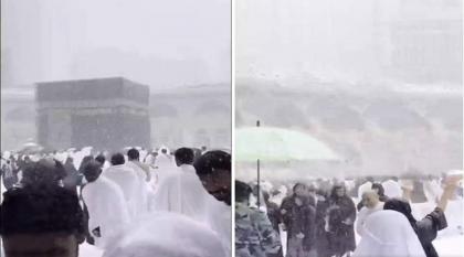 المتحدث باسم المرکز الوطني السعودي للأرصاد یوٴکد بأن الفیدیو لتساقط الثلوج علی المسجد الحرام غیر صحیح