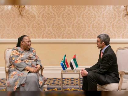 عبدالله بن زايد يلتقى وزيرة خارجية جنوب أفريقيا على هامش اجتماع &quot;أصدقاء بريكس&quot;