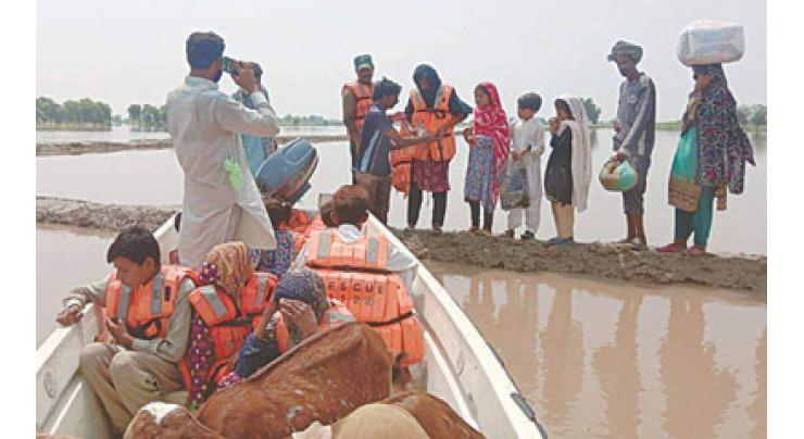 People's evacuation in progress as water level increases in River Sutlej
