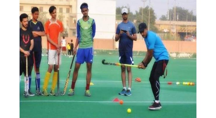District sports office SBA organized exhibitory matches of football, hockey