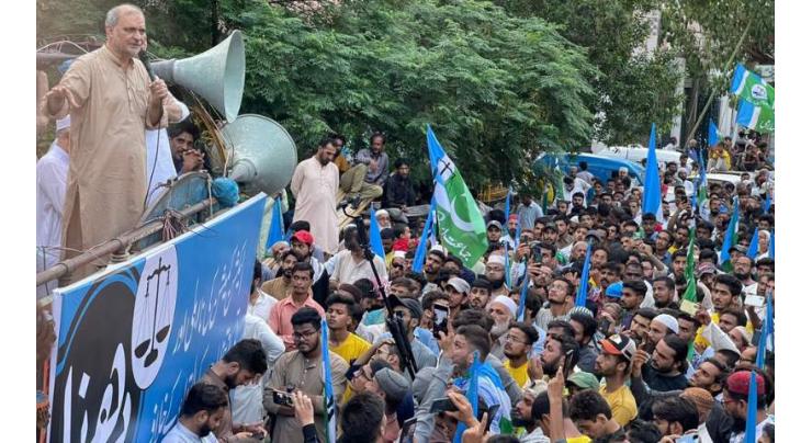 Ameer JI Karachi leads rally during election campaign in NA-249 Karachi