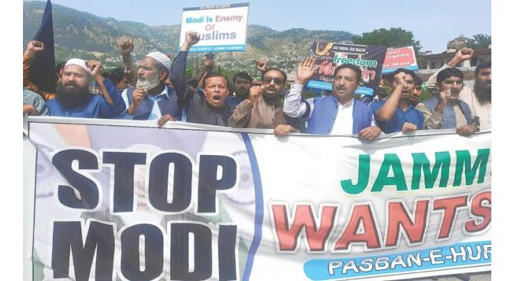 AJK people launch protests against Modi's visit  to occupied valley