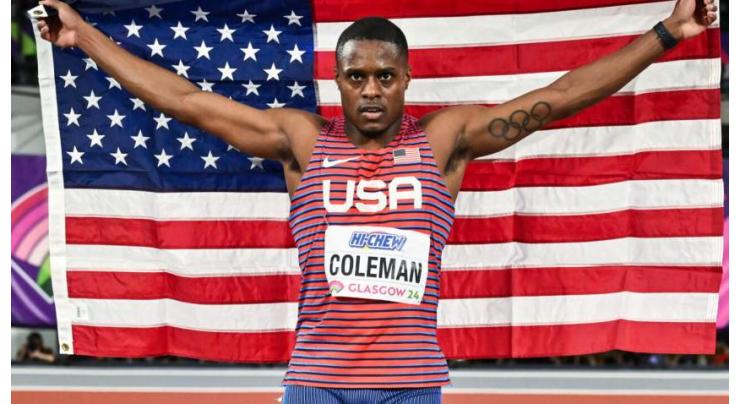 Coleman outsprints Lyles for second world indoor 60m gold