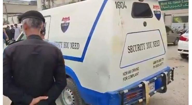 Rs. 9.7 million looted from cash van outside private bank in Korangi