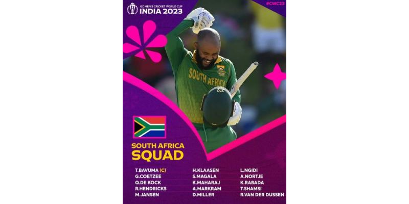 Cricket World Cup 2023 South Africa Squad, Batters, All-Rounders, Bowlers, Wicketkeepers