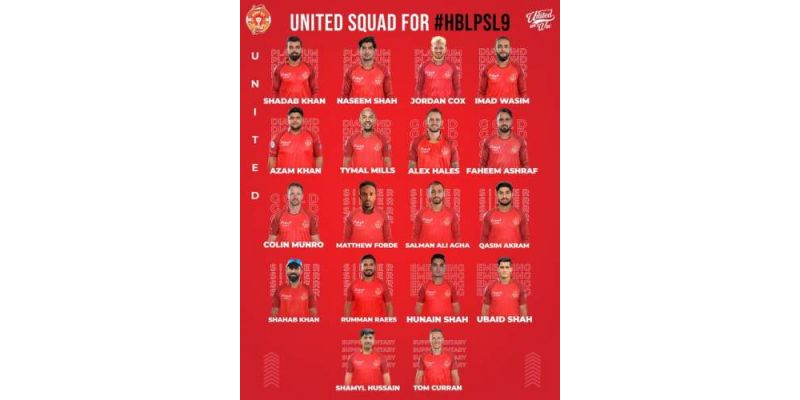Islamabad United PSL 2024 Squad, Complete Player List For Season 09