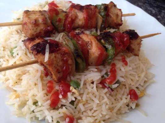 Shashlik Sticks With Rice Recipe In Urdu