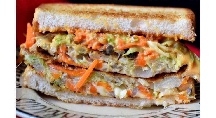 Cheese Vegetable Omelette Sandwich Recipe In Urdu