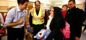 Canadian Prime Minister Justin Trudeau welcomes syrian refugees