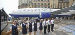 "Restaurant converted from Boeing 737 open in china"