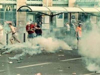 Clash between English and Russian Football Fans in Paris