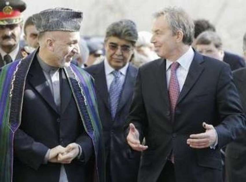 کابل،افغان صدر حامد کرزئی برطانوی وزیراعظم ٹونی بلئیر کا ..
