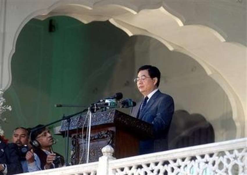 لاہور، چینی صدر شالامار باغ میں استقبالیہ سے خطاب کر رہے ..
