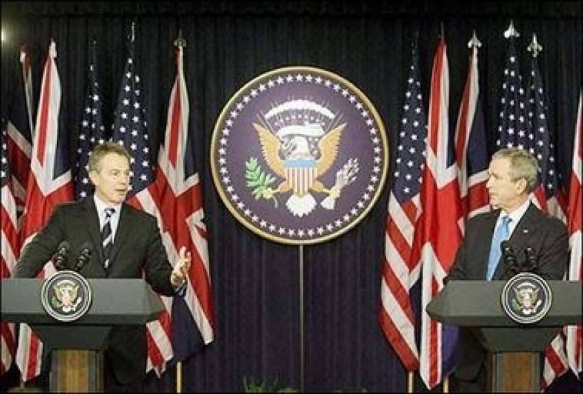 واشنگٹن،امریکی صدر جارج بش اور برطانوی وزیراعظم ٹونی بلئیر ..