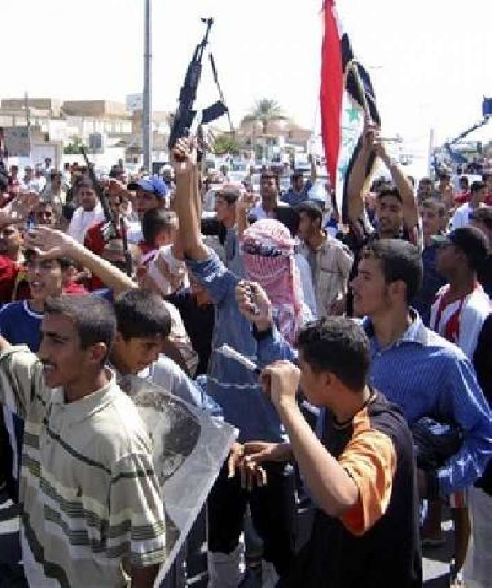 صدام حسین کے حامی عراقی شہری انکی رہائی کیلئے مظاہرہ کر ..