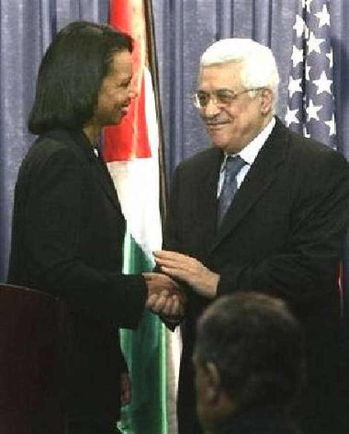 امریکی وزیر خارجہ کونڈالیزا رائس فلسطینی وزیر اعظم اسمعیل ..