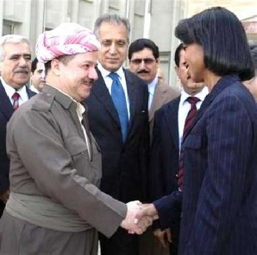 کردستان کے صدرمسعود برزانی امریکی وزیر خارجہ کونڈلیزارائس ..