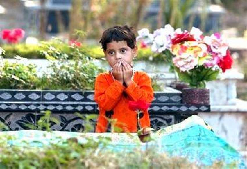 بالاکوٹ، ایک بچی ہادیہ گیلانی اپنے مرحوم بھائی کی قبر پر ..