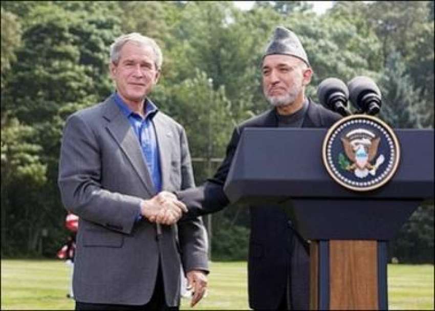 کیمپ ڈیوڈ،امریکی صدربش افغان صدر حامد کرزئی سے ملاقات کے ..