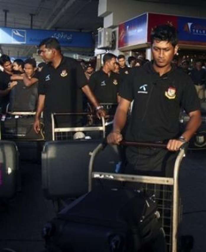کراچی،بنگلہ دیشی کھلاڑی پاکستان آمد کے بعد کراچی ائیرپورٹ ..