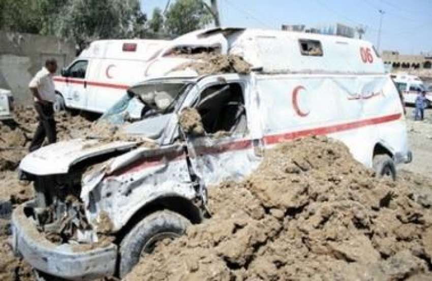 بغداد،اتحادی فوج کی فائرنگ سے تباہ ہونے والی ایمولینس کو ..
