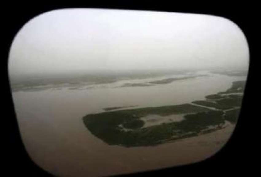 راجن پور،سیلاب سے متاثرہ علاقے کا فضائی منظر۔