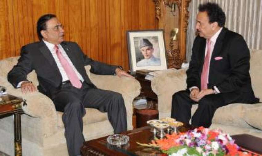اسلام‌آباد، وزیرداخلہ رحمان ملک صدر آصف زرداری سے ملاقات ..
