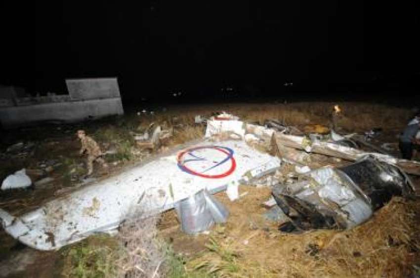 راولپنڈی، حادثہ کا شکار ہونے والے طیارے کا ملبہ کورال کے ..