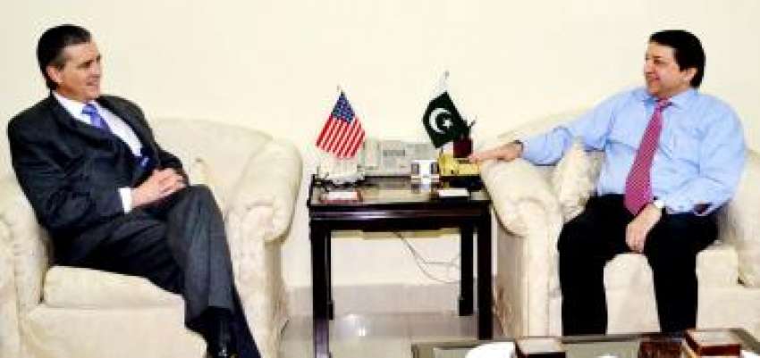 اسلام آباد، امریکی سفیر رچرڈ اولسن وزیر خزانہ سلیم مانڈوی ..