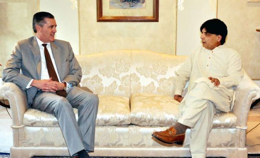 اسلام‌آباد، امریکی سفیر رچرڈ اولسن وزیر داخلہ چوہدری نثار ..