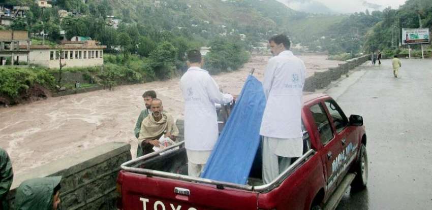مظفر آباد، مسلم ہینڈز اور المصطفی کے کارکنان بارش و سیلاب ..