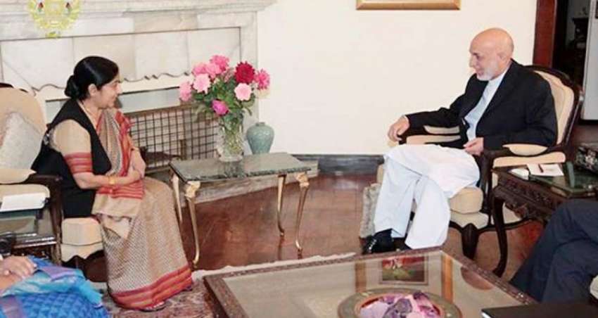 کابل، بھارتی وزیر خارجہ سشما سوراج افغان صدر حامد کرزئی ..
