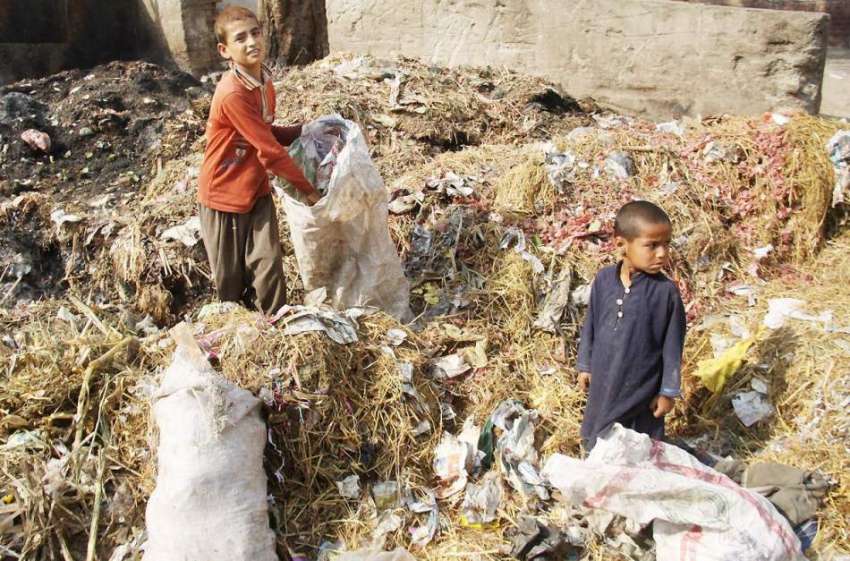 لاہور: خانہ بدوش بچے کوڑے کے ڈھیر سے کا آمد اشیاء اکٹھی کر ..