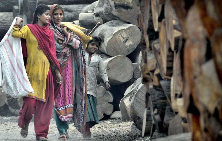 راولپنڈی: خانہ بدوش خواتین اور بچے چولہا جلانے کے لیے خشک ..