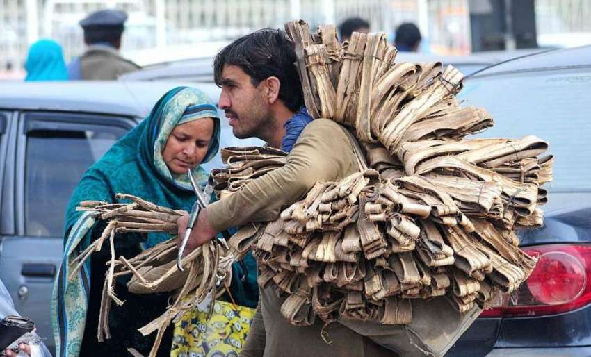راولپنڈی: ایک محنت کش داتن فروخت کر رہا ہے۔