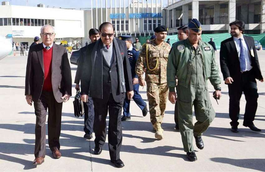 کوئٹہ: صدر مملکت ممنون حسین کے کوئٹہ پہنچنے پر گورنر بلوچستان ..