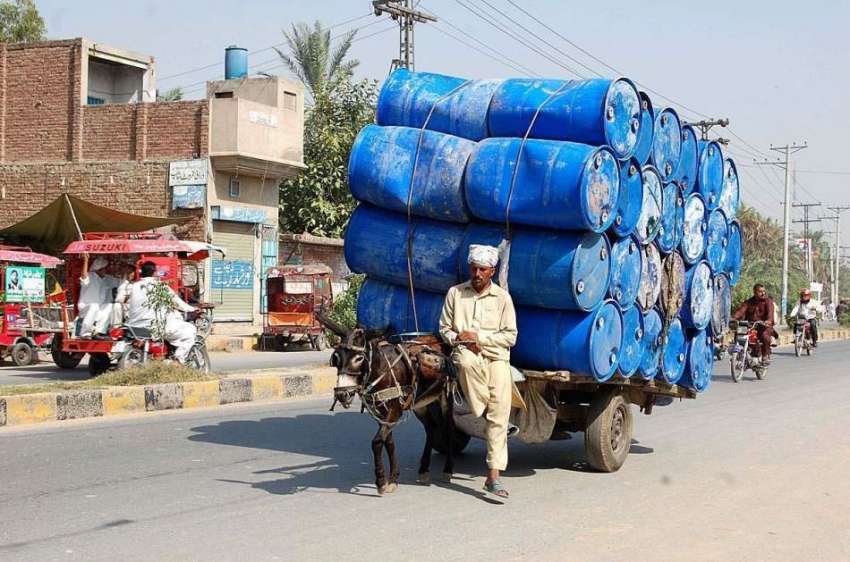 فیصل آباد: مزدور گدھا ریڑھے پر اوور لوڈنگ کیے جا رہا ہے جو ..