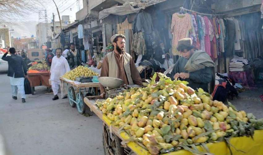 کوئٹہ: علمدار روڈ پر ریڑھی بان امرود فروخت کر رہا ہے۔