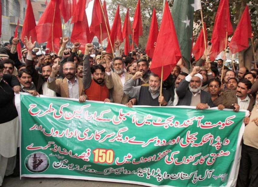لاہور: آل پاکستان واپڈا ہائیڈرو الیکٹرک ورکرز یونین کے زیر ..