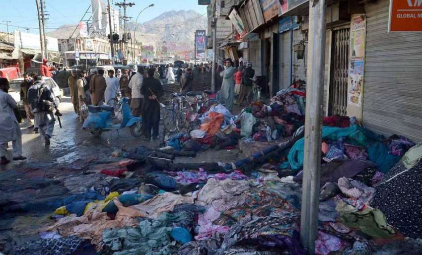 کوئٹہ: کٹ پیس مارکیٹ میں آتشزدگی سے متاثر ہونیوالے جلے ہوئے ..
