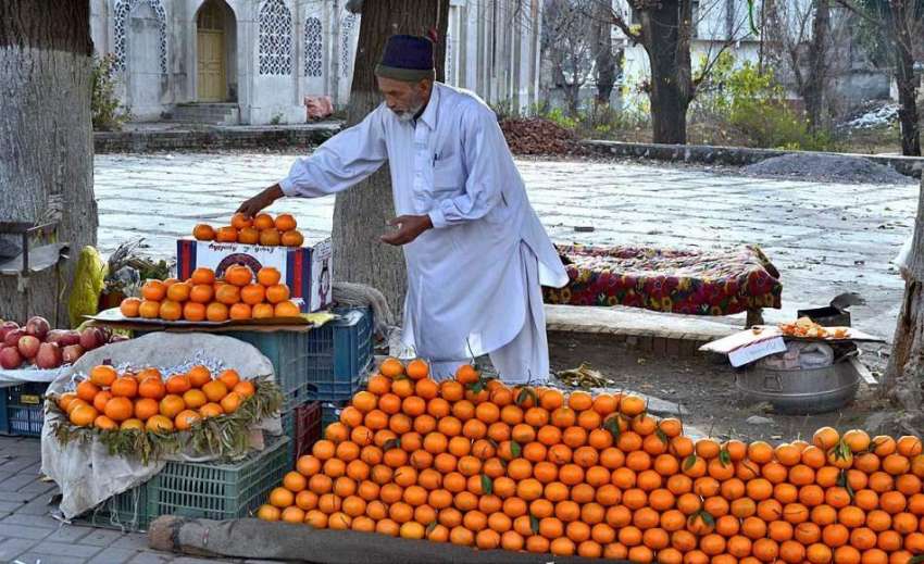 اسلام آباد: ایک معمر دکاندار سڑک کنارے تازہ پھل فروخت کر ..