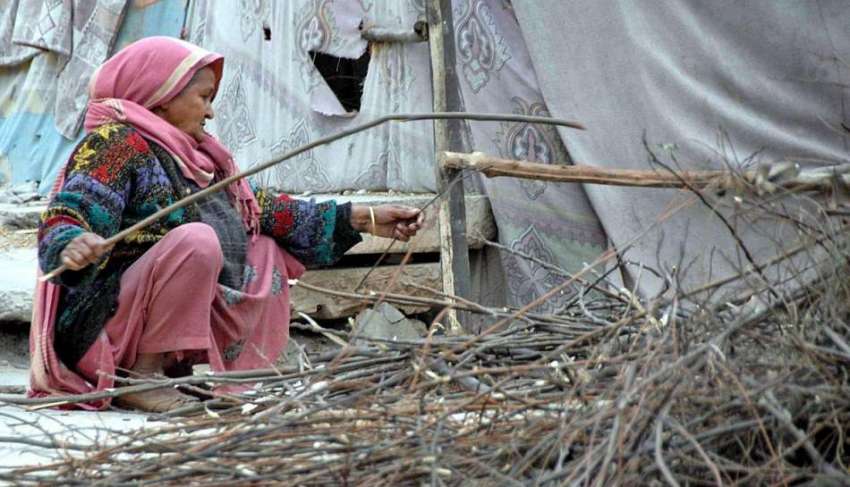 اسلام آباد: ایک بزر خاتون گھر کا چولہا جلانے کے لیے خشک لکڑیاں ..